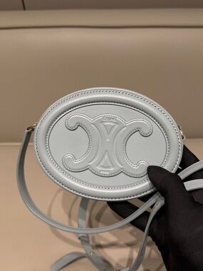 🚩steal Celine Pale Blue Oval Mini Leather Crossbody